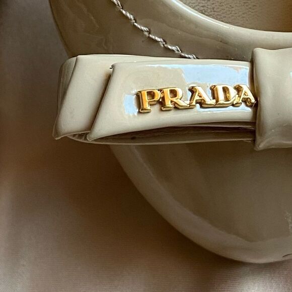 Prada Leather Ballet Tan Cream Flats Shoes Cirpia Size 7,5 - Picture 9 of 15